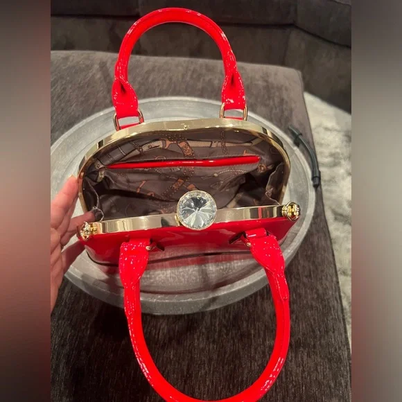 Women red fancy shoulder bag/10x7x5in - Picture 7 of 10